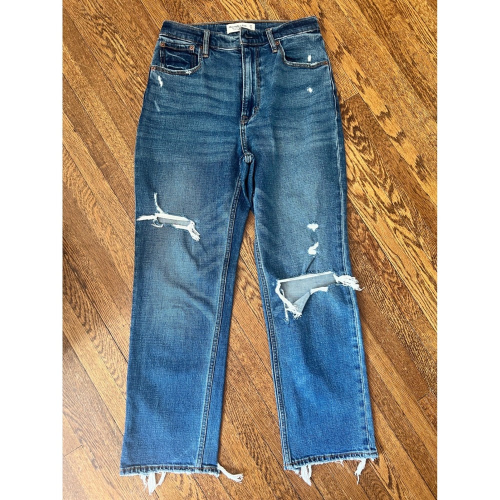 Abercrombie & Fitch The Ankle Straight Ultra High Rise Distressed‎ Jeans 27 4R
